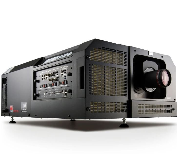 Rear and lens-side view of a Barco DP2K-10S digital cinema projector.