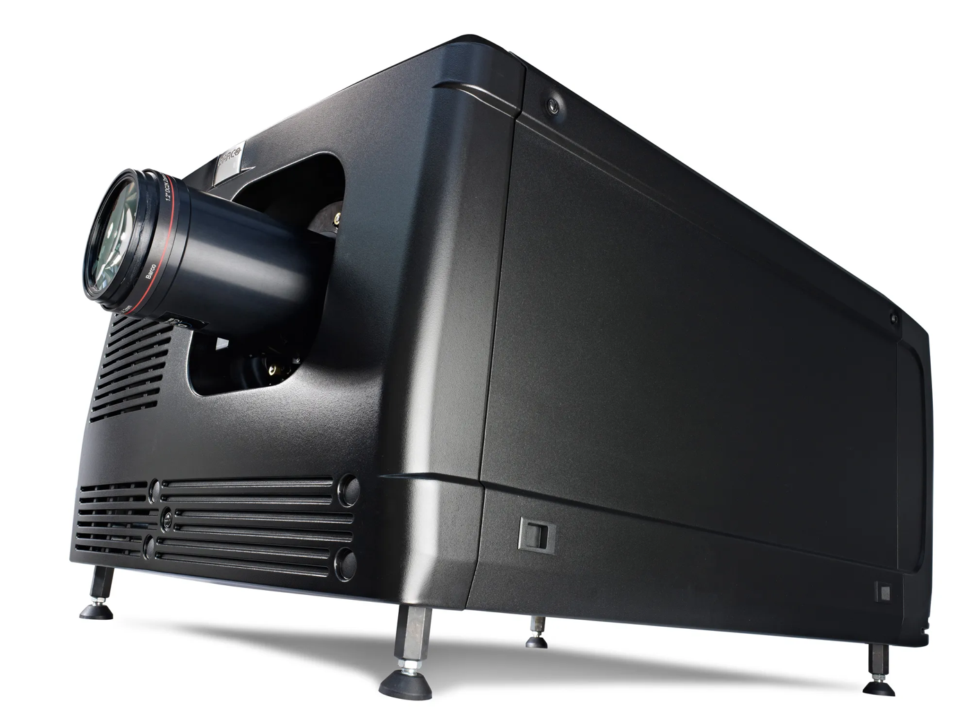 Front three-quarter view of a Barco DP4K-23B digital cinema projector.