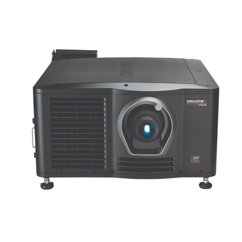 Front three-quarter view of a Christie CP2208 digital cinema projector.